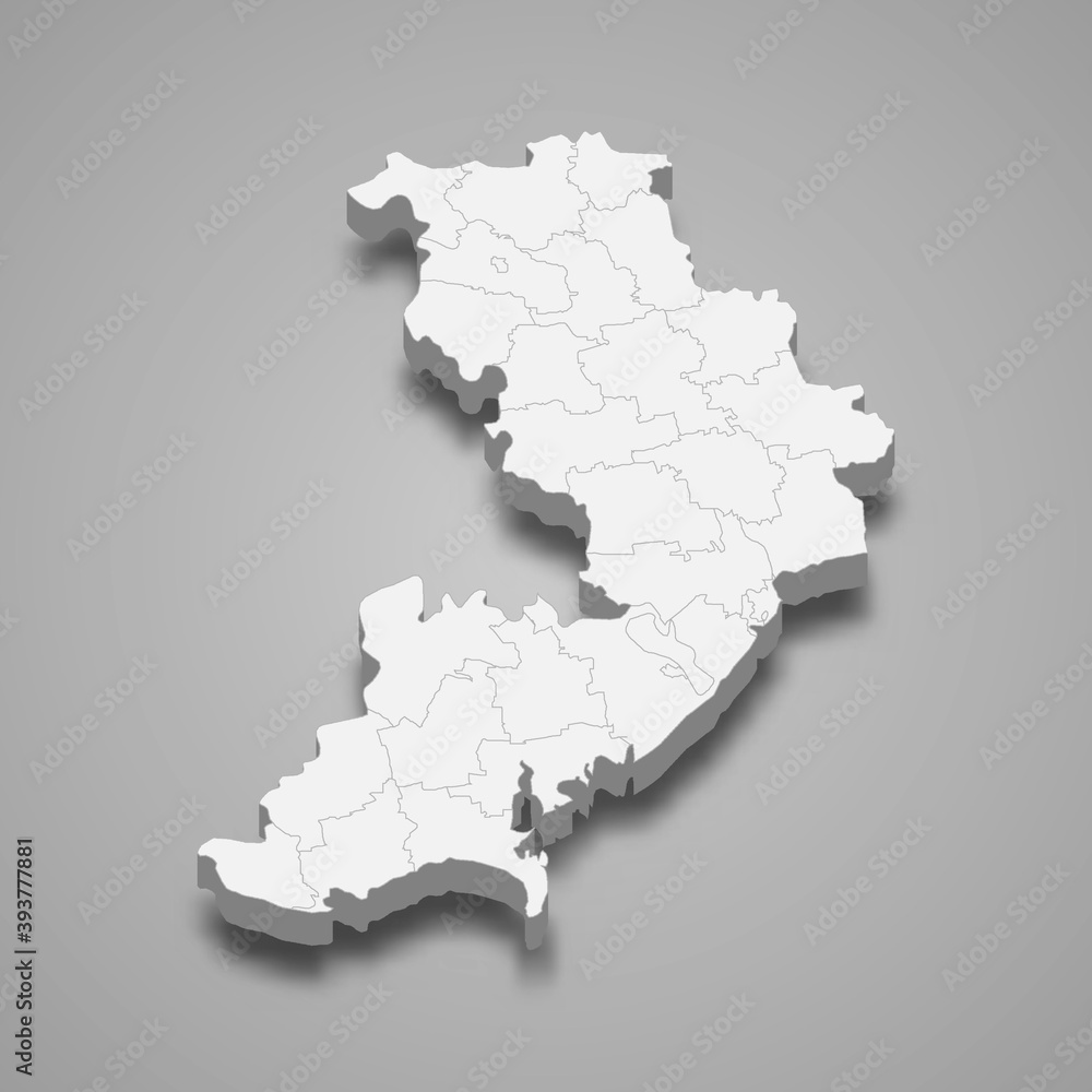 3d isometric map of Odessa oblast is a region of Ukraine