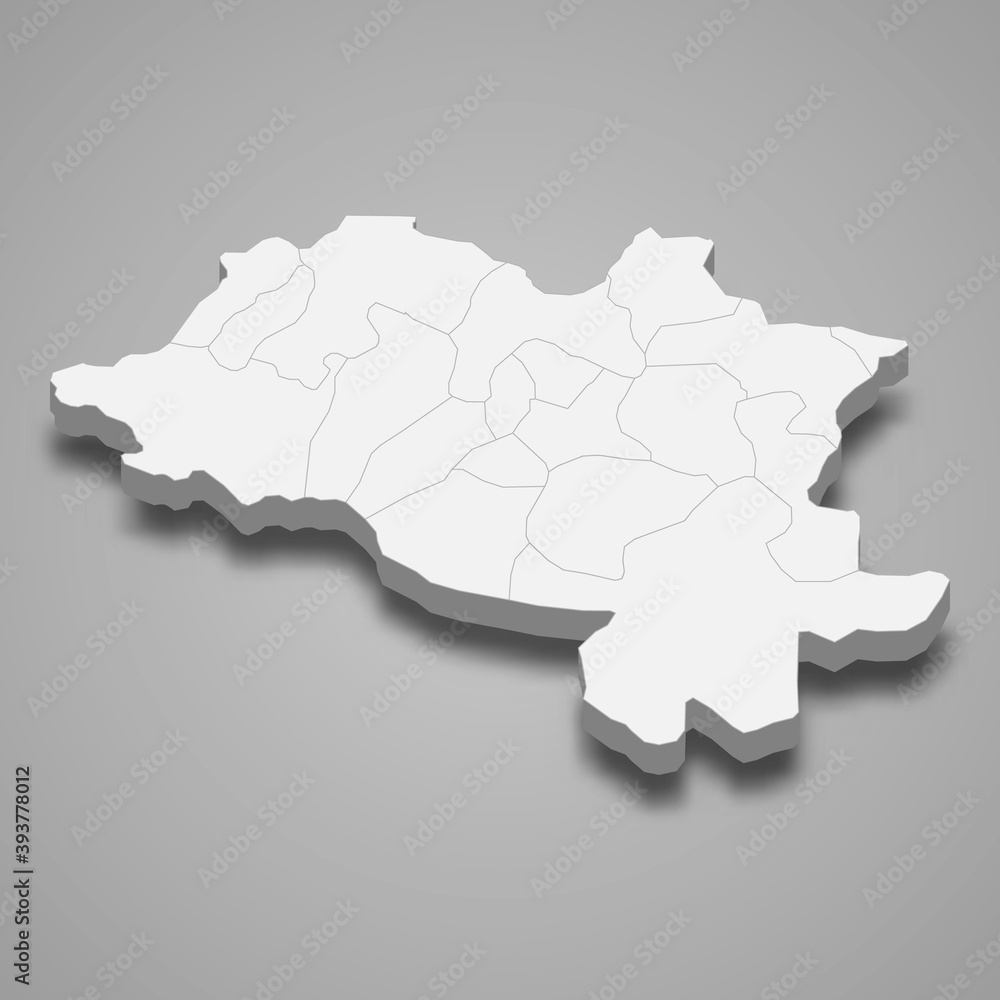 3d isometric map of Ordu is a province of Turkey