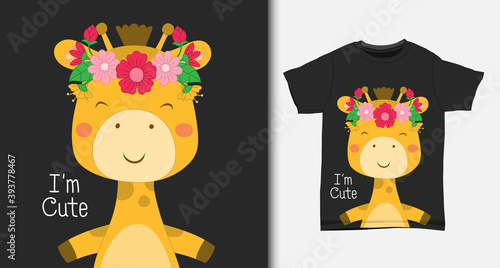 Cute giraffe, with t-shirt design