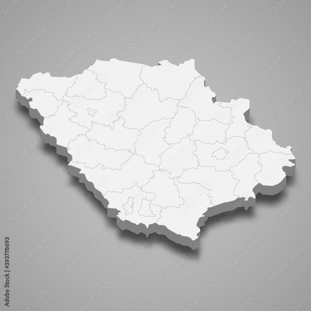 3d isometric map of Poltava oblast is a region of Ukraine