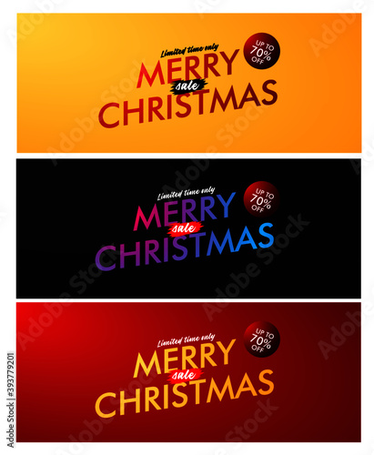 merry chrismas sale event text on black background vector design illustration.