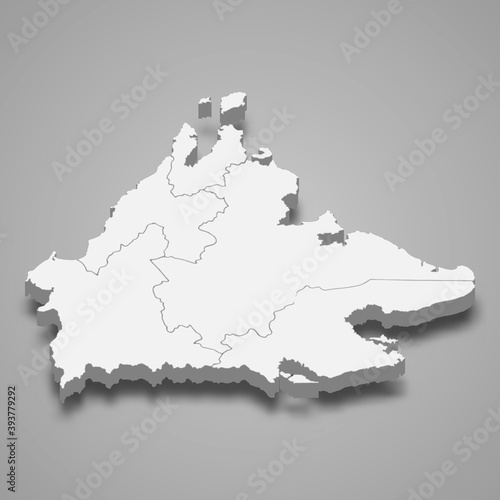 3d isometric map of Sabah is a state of Malaysia