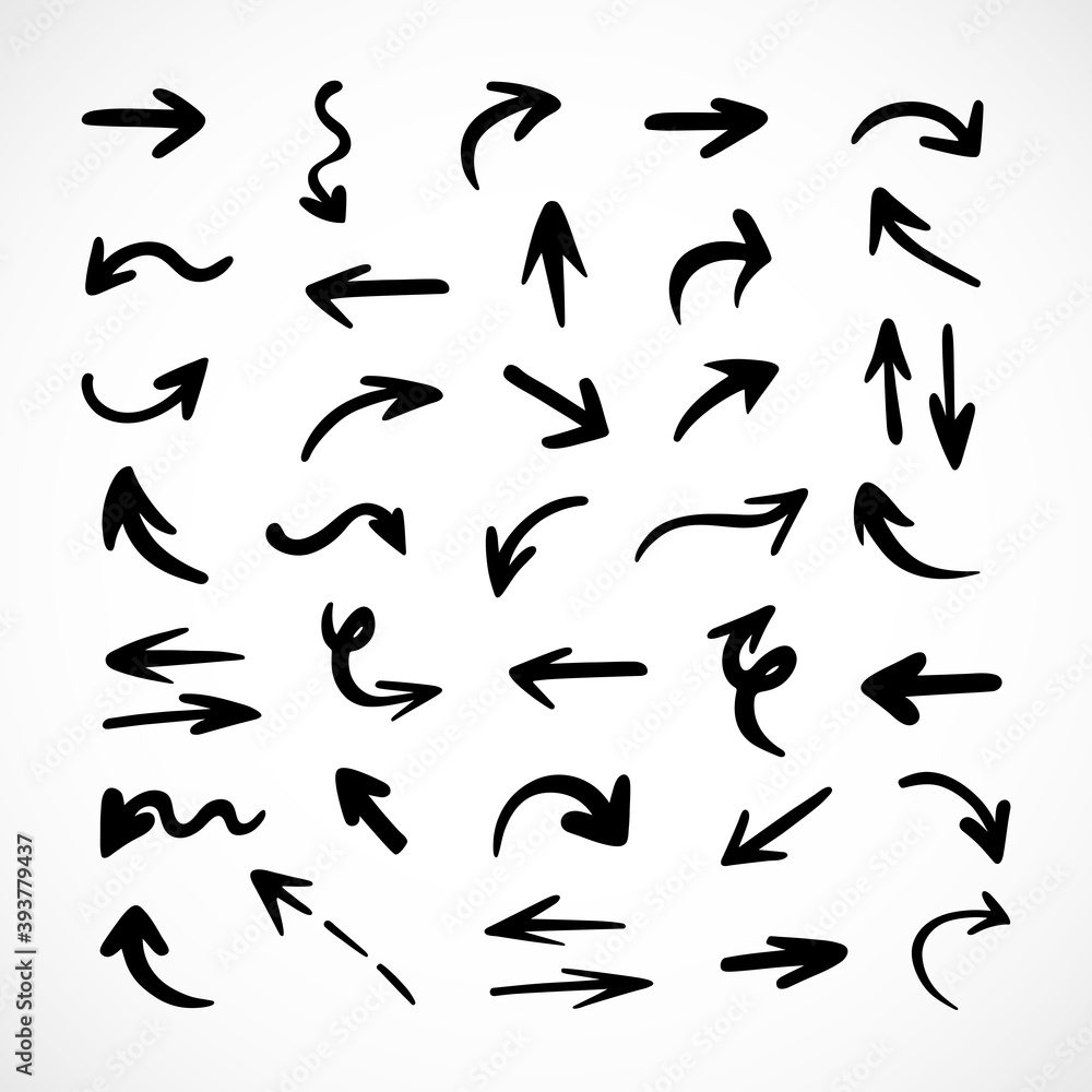 Vector set of hand-drawn arrows, elements for presentation Vector set of hand-drawn arrows, elements for presentation