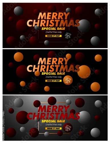 merry chrismas sale event text on black background vector design illustration.