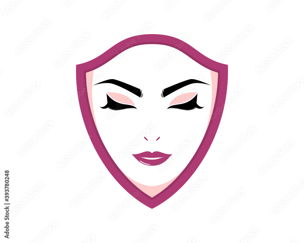 Woman face protection in the shield