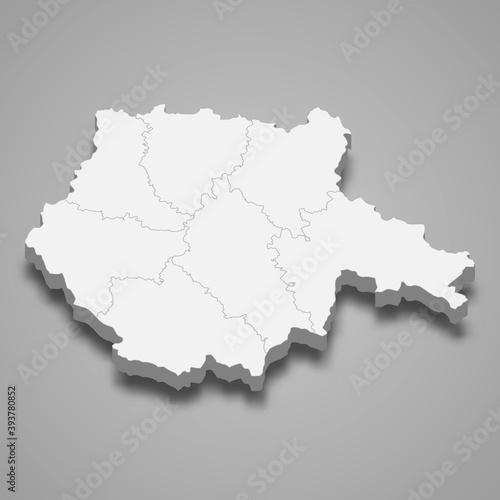 3d isometric map of South Bohemia is a region of Czech Republic
