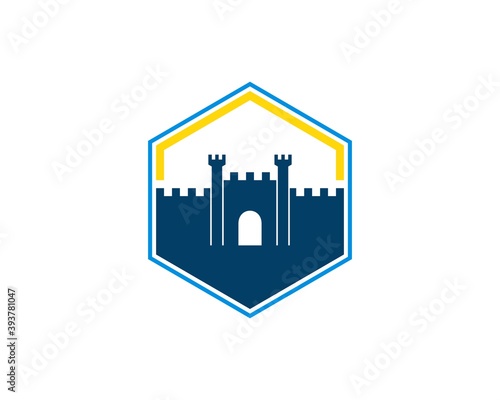 Hexagonal shape with fortress inside