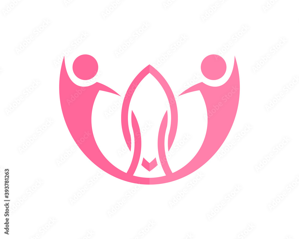 Combination lotus with happy people logo Combination lotus with happy people logo