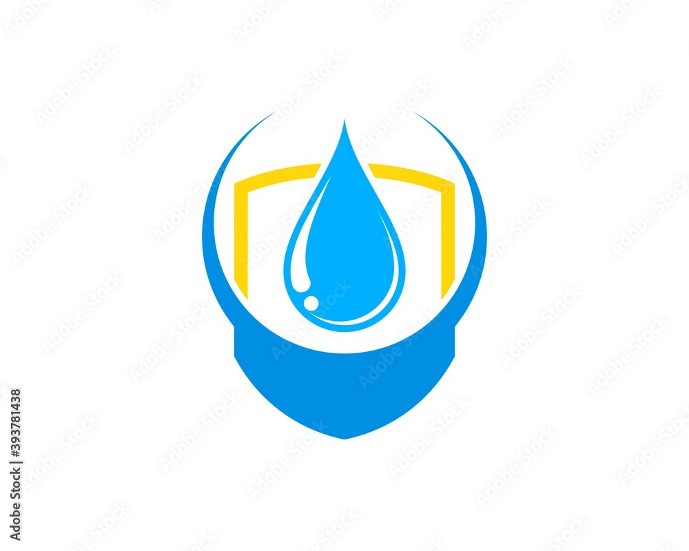 Protection shield with swoosh and water drop Protection shield with swoosh and water drop