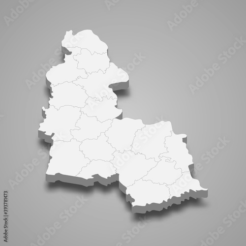 3d isometric map of Sumy oblast is a region of Ukraine