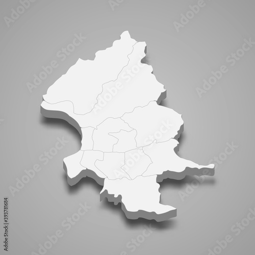 3d isometric map of Taipei City is a region of Taiwan