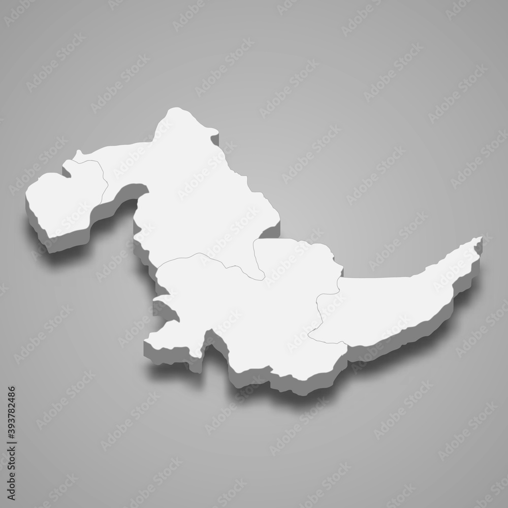Obraz premium 3d isometric map of Ucayali is a region of Peru