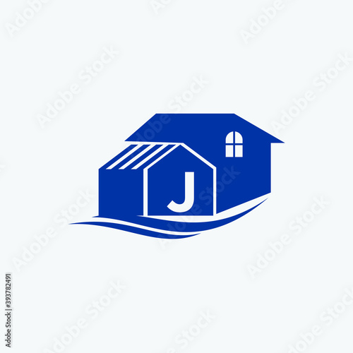 Letter J and home logo design template