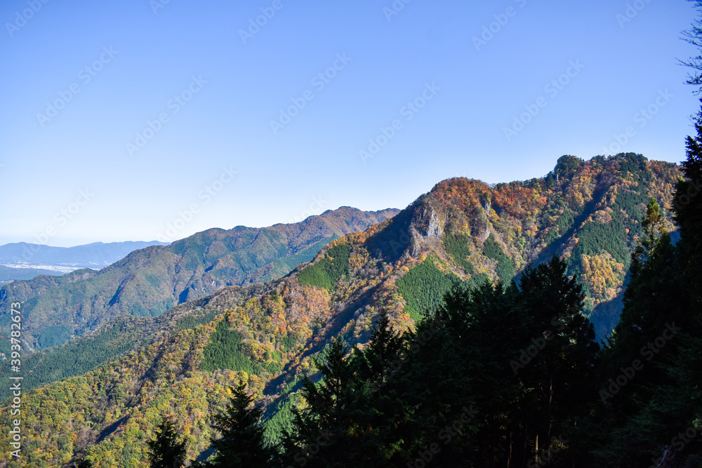 beautiful autumn landscape and sky in the mountain of Mitsumine, Chichibu, Japan