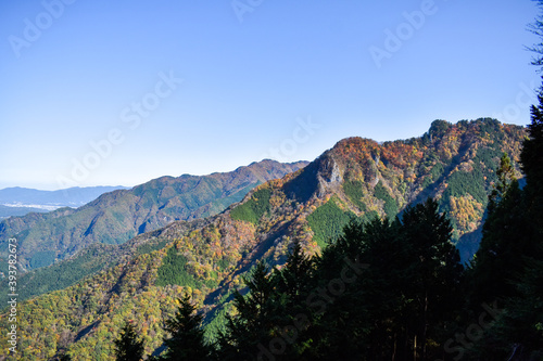 beautiful autumn landscape and sky in the mountain of Mitsumine, Chichibu, Japan