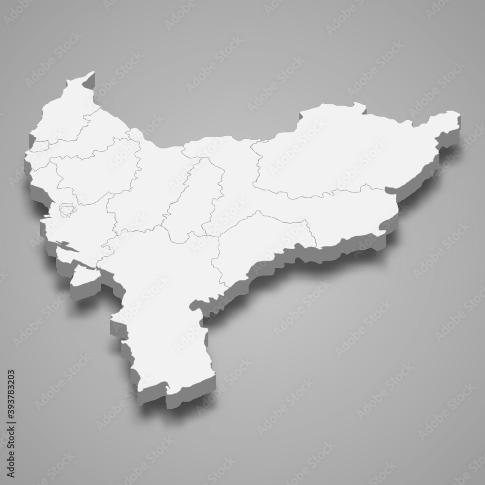 Fototapeta premium 3d isometric map of West Kalimantan is a province of Indonesia