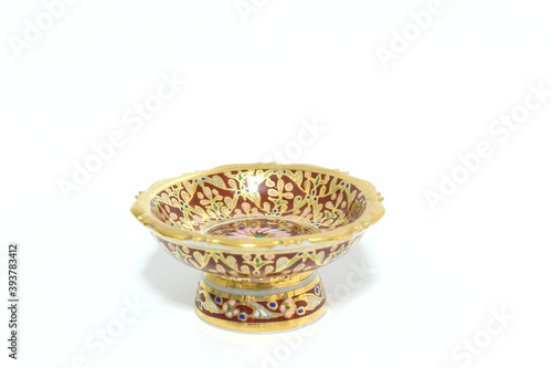 Benjarong on white background, souvenir from Thailand.