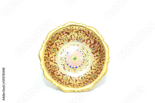 Benjarong on white background, souvenir from Thailand.