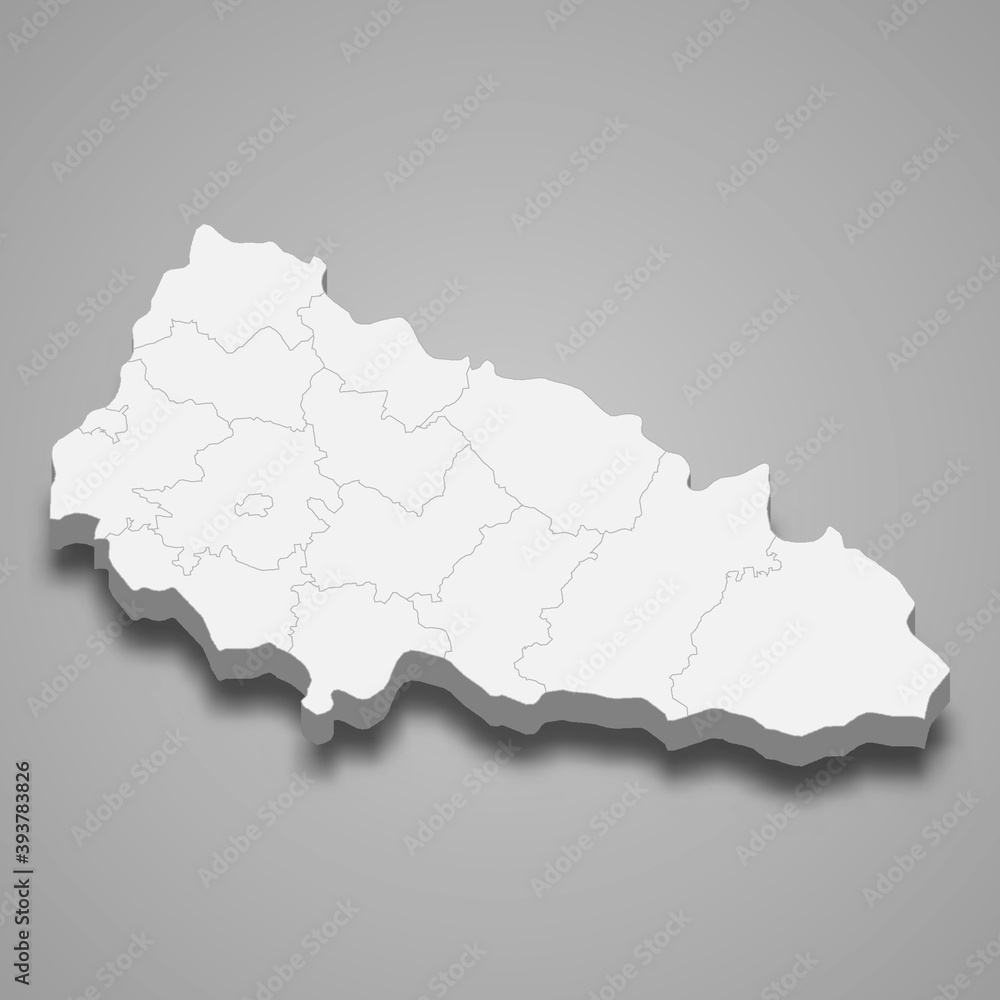 3d isometric map of Zakarpattia oblast is a region of Ukraine