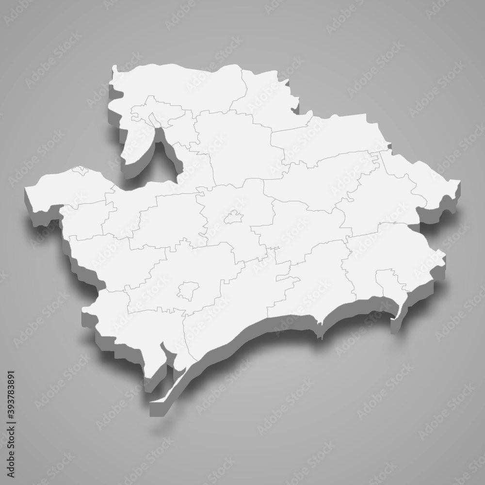3d isometric map of Zaporizhzhia oblast is a region of Ukraine