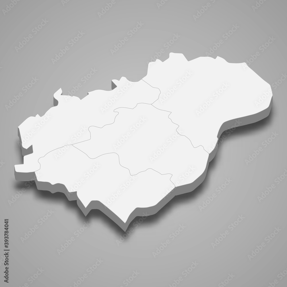 3d isometric map of Zlin is a region of Czech Republic