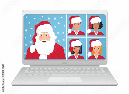 Santa Claus online. Vector illustration. EPS10. photo