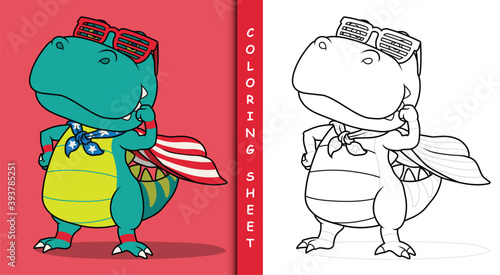 Dinosaur super hero cartoon.