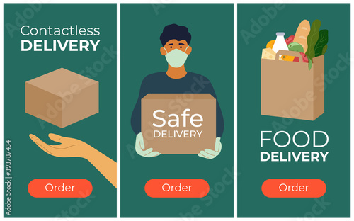 Fotografia Set of banners for safe delivery service