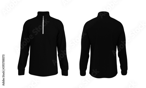 Blank tracksuit top, jacket design, sportswear, track front and back view, 3d illustration, 3d rendering