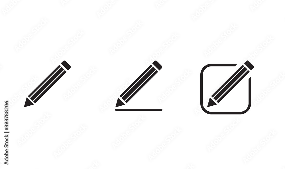 pencil icon set. Collection of high quality 
black outline logo for web site design 
and mobile dark mode apps. 
Vector illustration on a white background