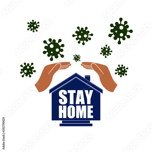 Stay home message. Staying at home with self quarantine icon isolated on white background