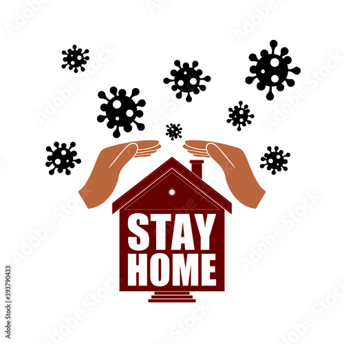 Stay home message. Staying at home with self quarantine icon isolated on white background