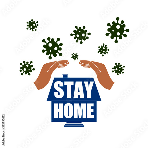 Stay home message. Staying at home with self quarantine icon isolated on white background