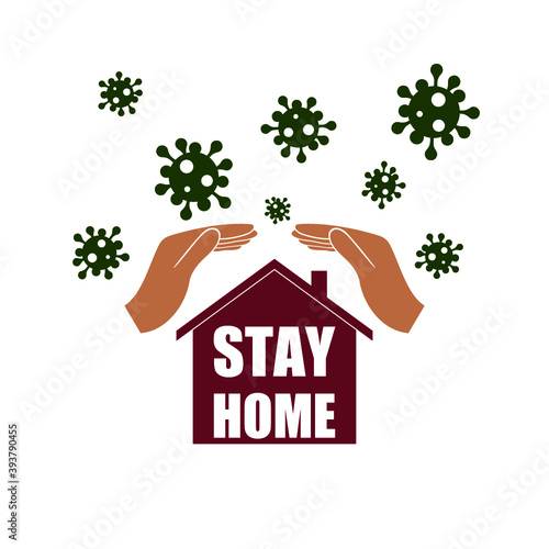 Stay home message. Staying at home with self quarantine icon isolated on white background