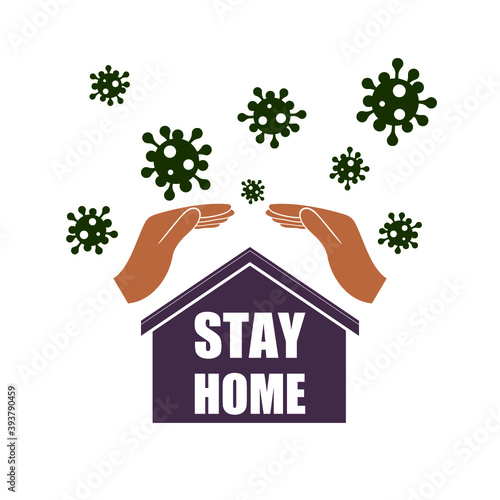 Stay home message. Staying at home with self quarantine icon isolated on white background