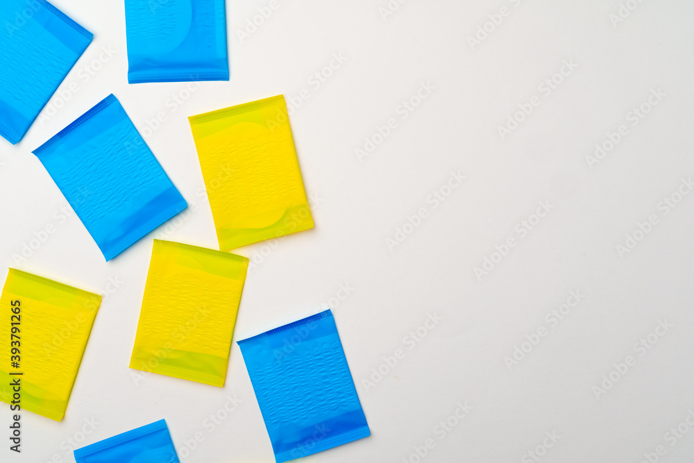 Pile of woman pads on white background Pile of woman pads on white background
