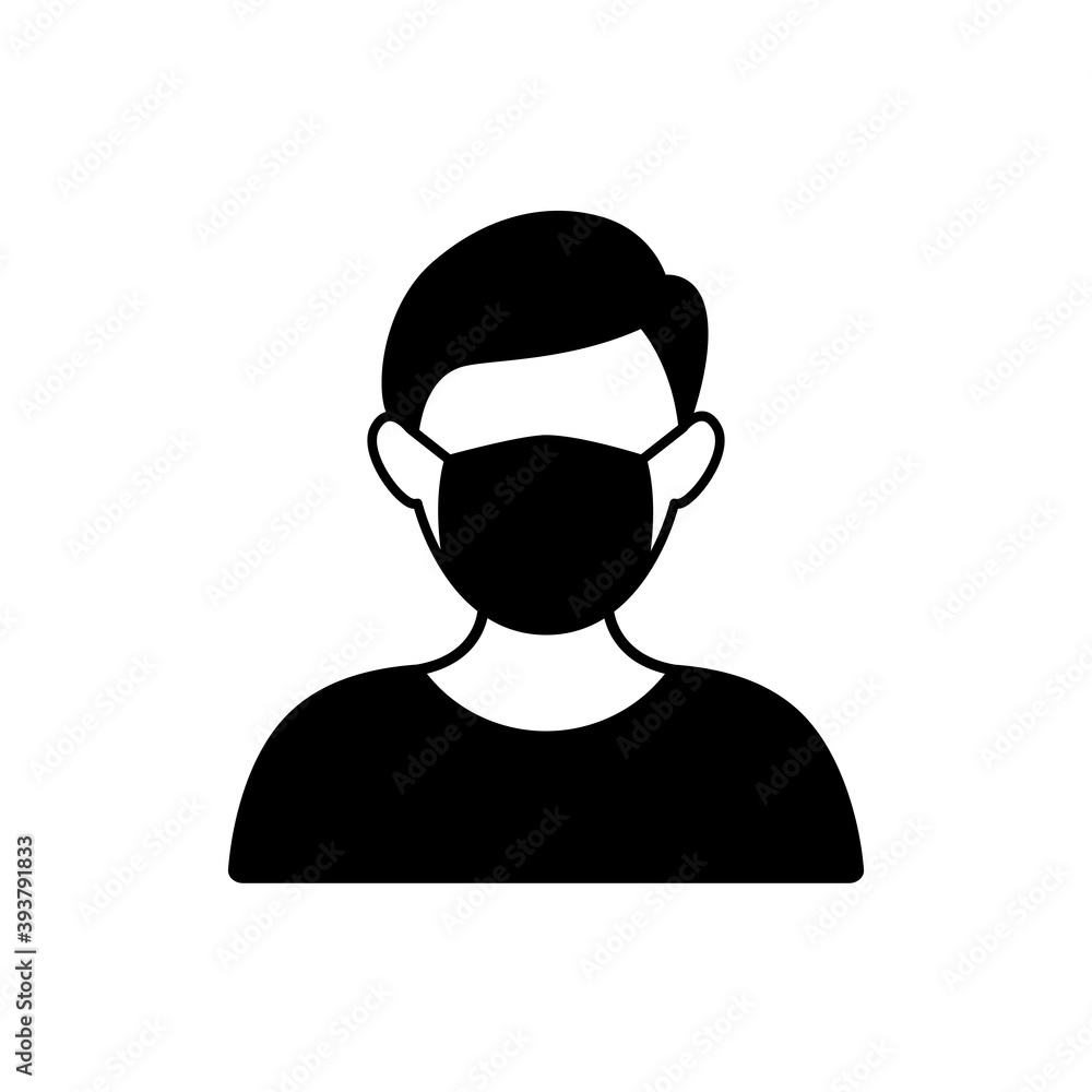 Man with medical mask icon avoid COVID-19 coronavirus Man with medical mask icon avoid COVID-19 coronavirus