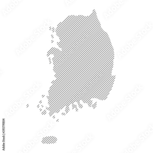 South Korea map from pattern of black slanted parallel lines. Vector illustration.