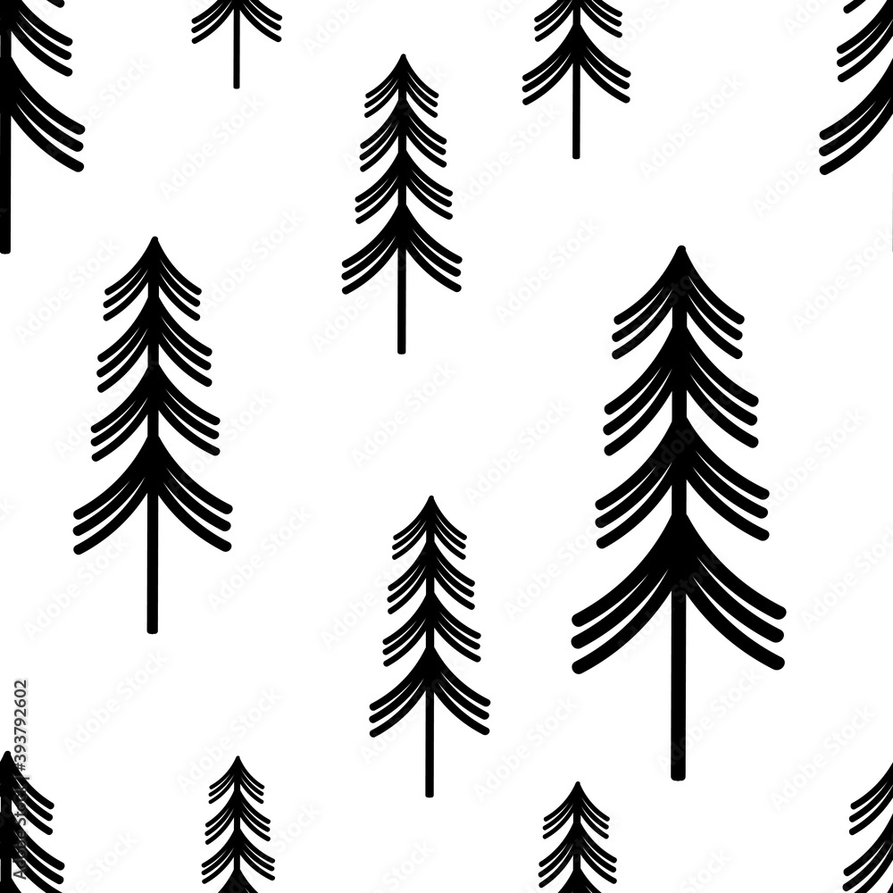 Seamless pattern Christmas trees silhouettes vector illustration