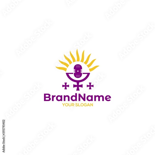 Sun Church Podcast Logo Design Vector