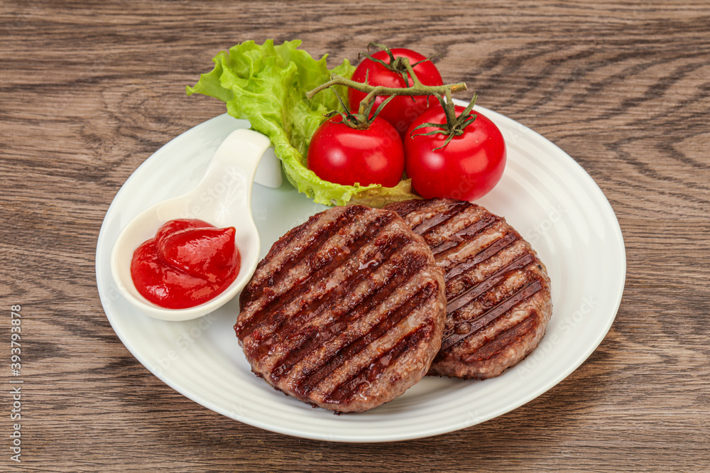 Grilled burger cutlet with sauce Grilled burger cutlet with sauce