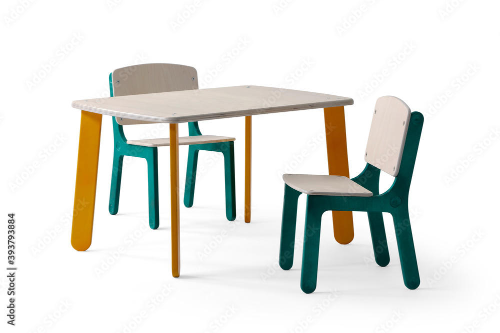 Baby chair and play table isolated on white background Baby chair and play table isolated on white background