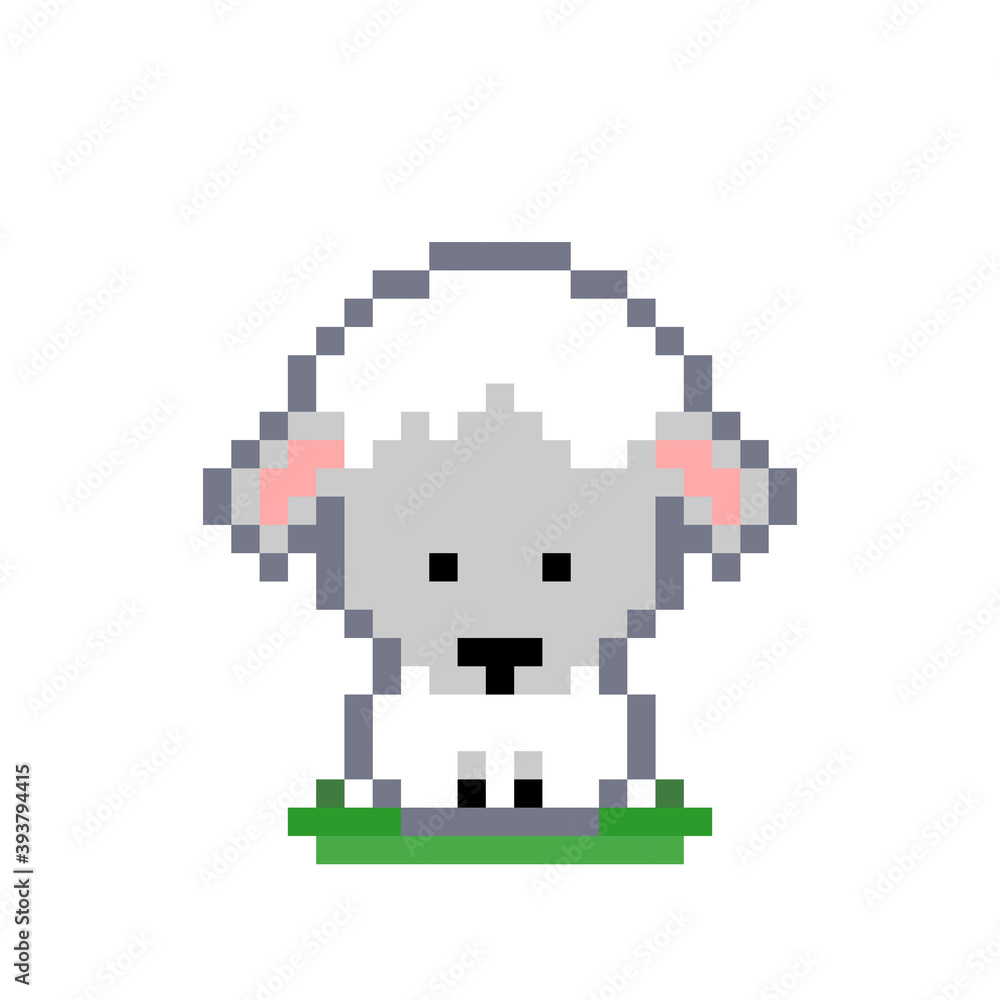 Pixel sheep image. cross stitch pattern vector illustration.