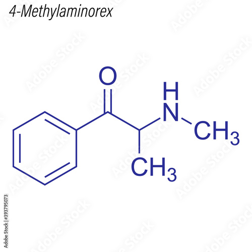 Vector Skeletal formula of 4-Methylaminorex. Drug chemical molecule.