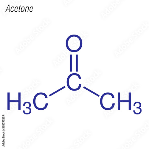 Vector Skeletal formula of Acetone. Drug chemical molecule.
