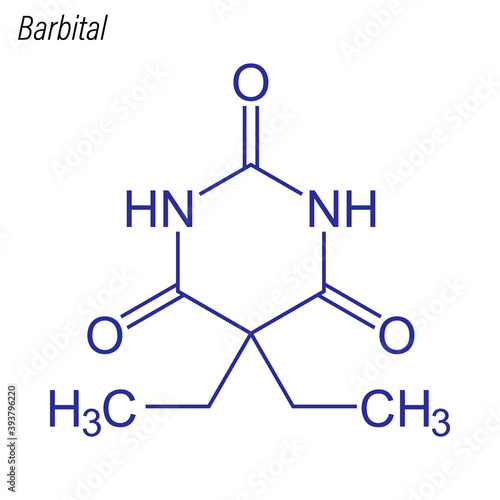 Vector Skeletal formula of Barbital. Drug chemical molecule.