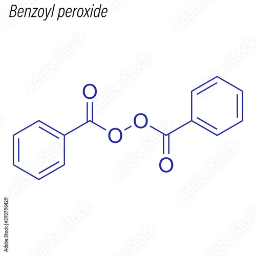 Vector Skeletal formula of Benzoyl peroxide. Drug chemical molecule.