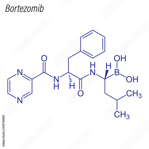 Vector Skeletal formula of Bortezomib. Drug chemical molecule.