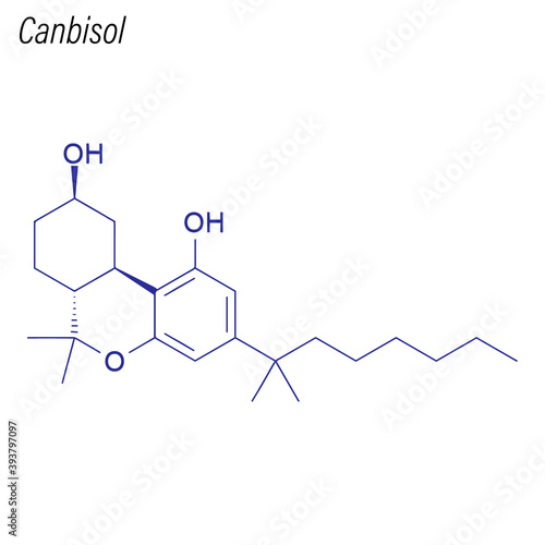 Vector Skeletal formula of Canbisol. Drug chemical molecule.