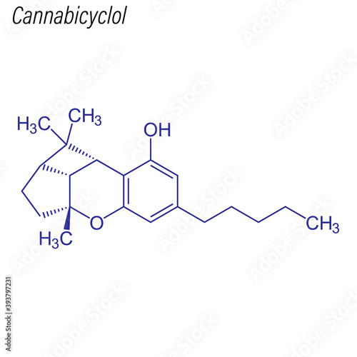Vector Skeletal formula of Cannabicyclol. Drug chemical molecule.